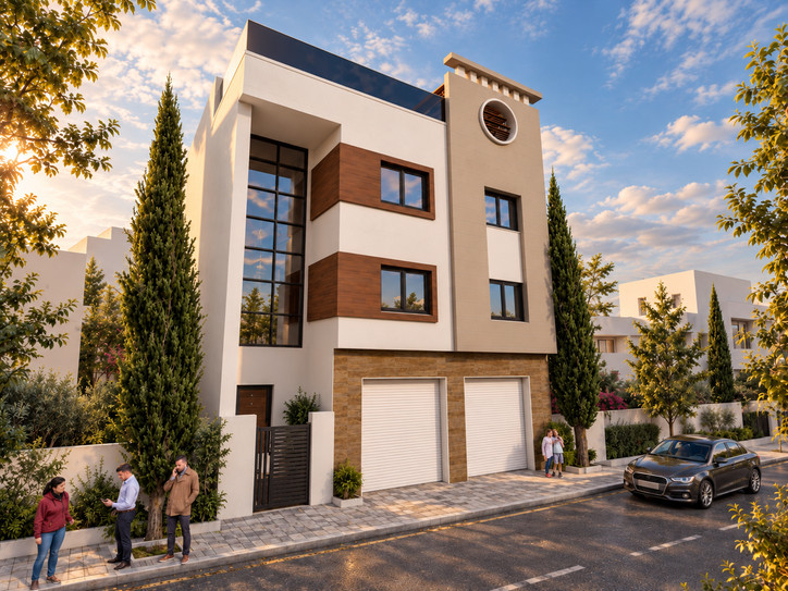 Maison JAMED : façade contemporaine dans des tons sable
